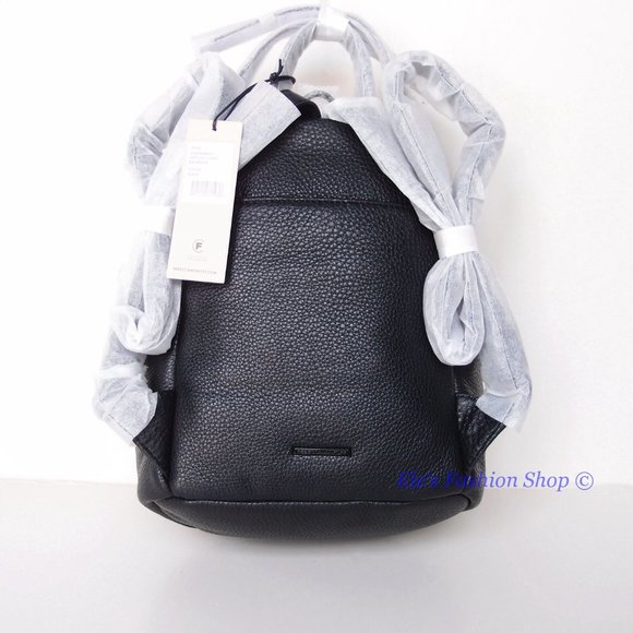 ❤️ NWT Rebecca Minkoff Julian Medium Leather Backpack BLACK BLACK AUTHENTIC main image 8